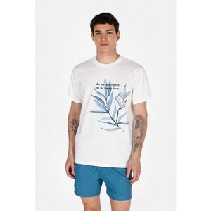 Tricou din bumbac cu model text si frunze imagine