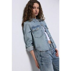 Jacheta-camasa din denim cu nasturi imagine