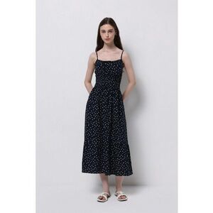 Rochie evazata cu model floral - fara maneci imagine