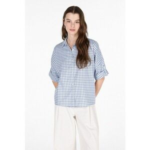 Camasa cu model gingham cu maneci medii imagine