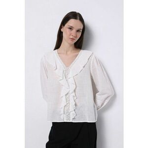 Bluza semitransparenta cu decolteu in V si volane imagine