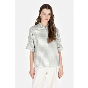 Camasa cu model gingham cu maneci medii imagine