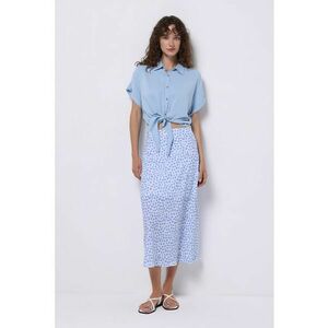 Fusta midi dreapta cu model floral imagine