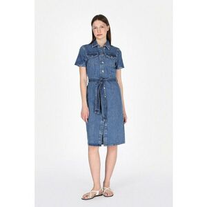 Rochie-camasa slim-fit din denim imagine