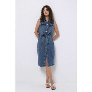 Rochie-camasa din denim cu cordon in talie imagine