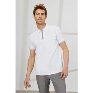 Tricou polo din amestec de bumbac cu fenta cu fermoar imagine