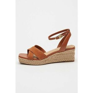 Sandale din piele si piele intoarsa cu talpa wedge imagine
