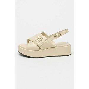 Sandale din piele cu talpa wedge si barete incrucisate imagine
