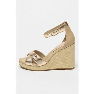 Sandale din piele cu talpa wedge si aspect metalizat imagine
