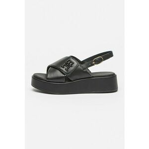 Sandale din piele cu talpa wedge si barete incrucisate imagine