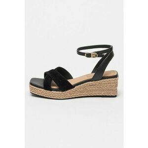 Sandale din piele si piele intoarsa cu talpa wedge imagine