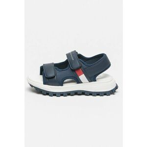 Sandale din piele ecologica cu talpa flatform si inchidere velcro imagine
