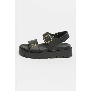 Sandale din piele ecologica cu talpa flatform si inchidere velcro imagine
