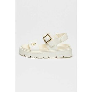 Sandale din piele ecologica cu talpa flatform si inchidere velcro imagine