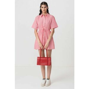 Rochie-camasa din amestec de bumbac organic cu model in dungi imagine