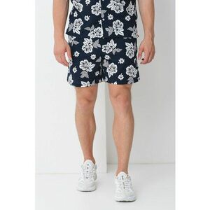 Pantaloni scurti de bumbac cu model floral si snur imagine