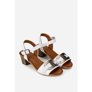 Sandale dama din piele alba cu ornament imagine