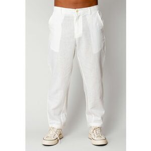 Pantaloni lung din IN cu nasture White 17601 imagine