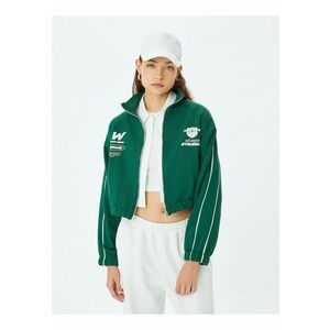 Bluza de trening crop cu fermoar si imprimeu text imagine