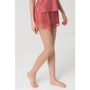 Pantaloni scurti de pijama de satin cu garnituri de dantela imagine