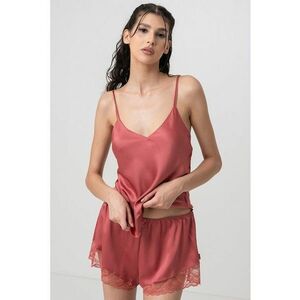 Pijama scurta de satin cu garnituri de dantela imagine