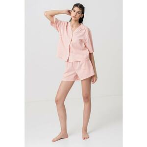 Pantaloni scurti de pijama din amestec de in cu model in dungi imagine