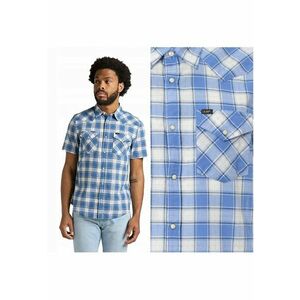 Camasa Barbati - Camasa Western Scurta - M INTL - Albastru - Croi Slim Fit - Inchidere Nasturi - Compozitie Material 100% Bumbac - Numar Buzunare 2 imagine