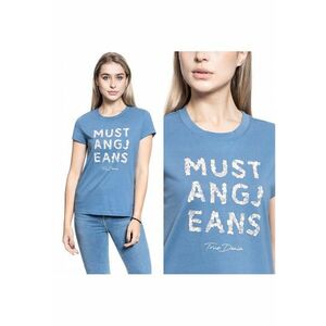 Tricou Dama T-Shirt - Alina C Print - XS INTL - Albastru - Culoare Copen Blue - Material 100% Bumbac - Croi Slim Fit - Model Dominant Print imagine