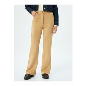 Pantaloni din piele intoarsa sintetica cu talie inalta imagine