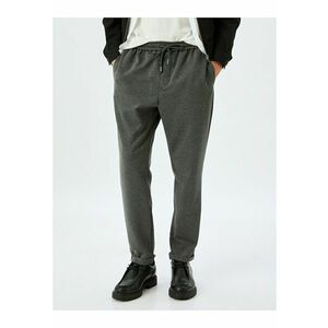 Pantaloni cu snur de ajustare si model uni imagine