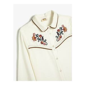 Camasa cu broderie cu model floral imagine
