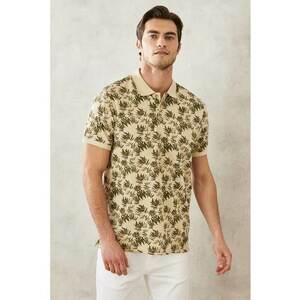Tricou polo slim fit cu model grafic imagine