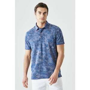 Tricou polo slim fit cu model tropical imagine