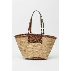 Geanta shopper cu garnituri de piele imagine