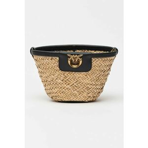 Geanta bucket tesuta cu garnituri de piele imagine