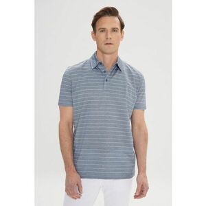 Tricou polo din bumbac cu model in dungi imagine
