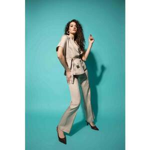 Sacou stil kimono cu cordon in talie - Bej - M imagine
