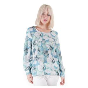 Bluza cu imprimeu floral si decolteu rotund imagine