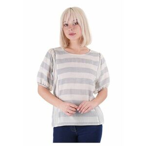 Tricou din bumbac in dungi - cu maneci bufante imagine