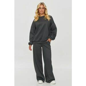 Set de bluzon oversize si pantaloni cu croiala dreapta - Gri imagine