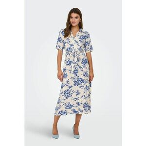 Rochie-camasa lunga cu imprimeu si cordon in talie imagine