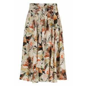 Fusta midi din amestec de in - cu imprimeu floral imagine