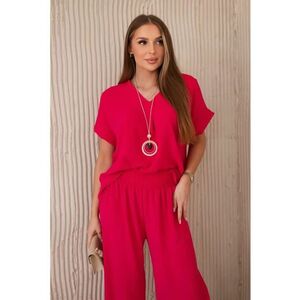 Set de bluza lejera cu colier si pantaloni - imagine