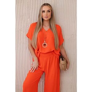 Set de bluza lejera cu colier si pantaloni - imagine