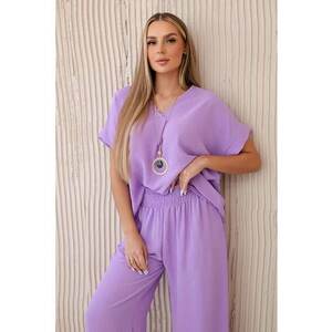 Set de bluza lejera cu colier si pantaloni - imagine