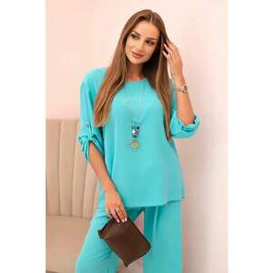 Set de bluza lejera cu colier si pantaloni - imagine