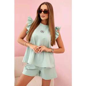 Set de bluza cu maneci scurte si volane si pantaloni scurti - imagine
