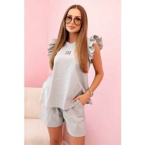 Set de bluza cu maneci scurte si volane si pantaloni scurti - imagine