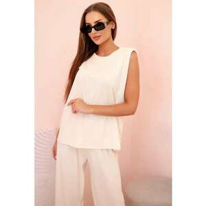 Set de bluza fara maneci si pantaloni cu croiala dreapta - imagine