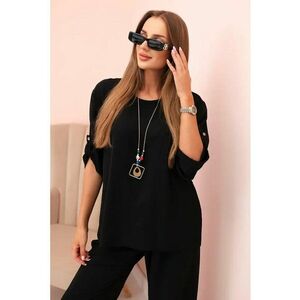 Set de bluza lejera cu colier si pantaloni - imagine